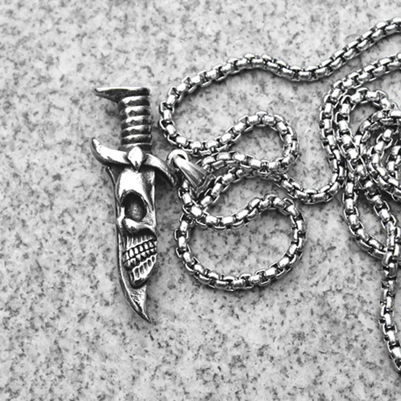 Solid Double-sided Skull Dagger Pendant VRAFI