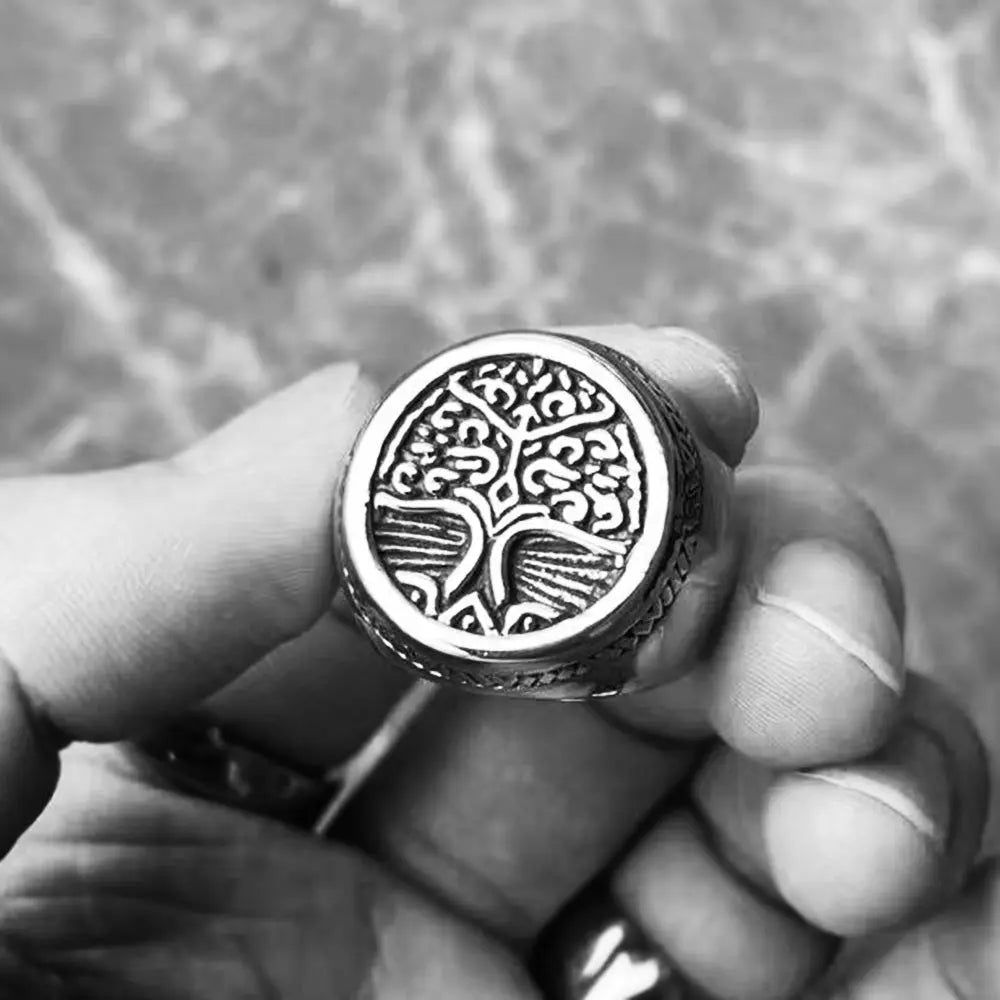 Solid Tree of Life Signet Ring - Vrafi Jewelry