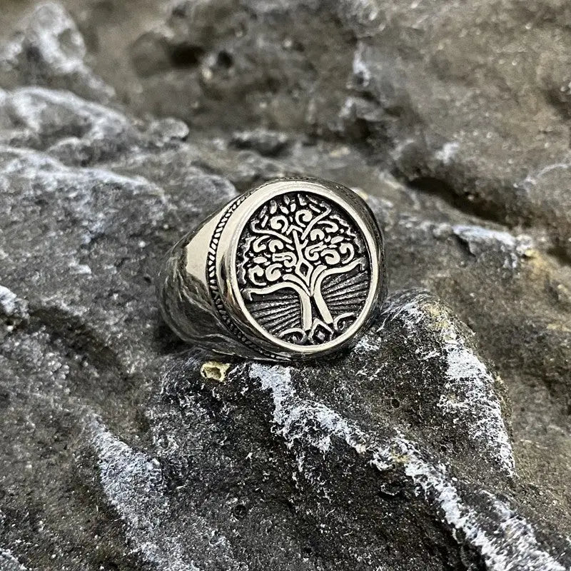 Solid Tree of Life Signet Ring - Vrafi Jewelry