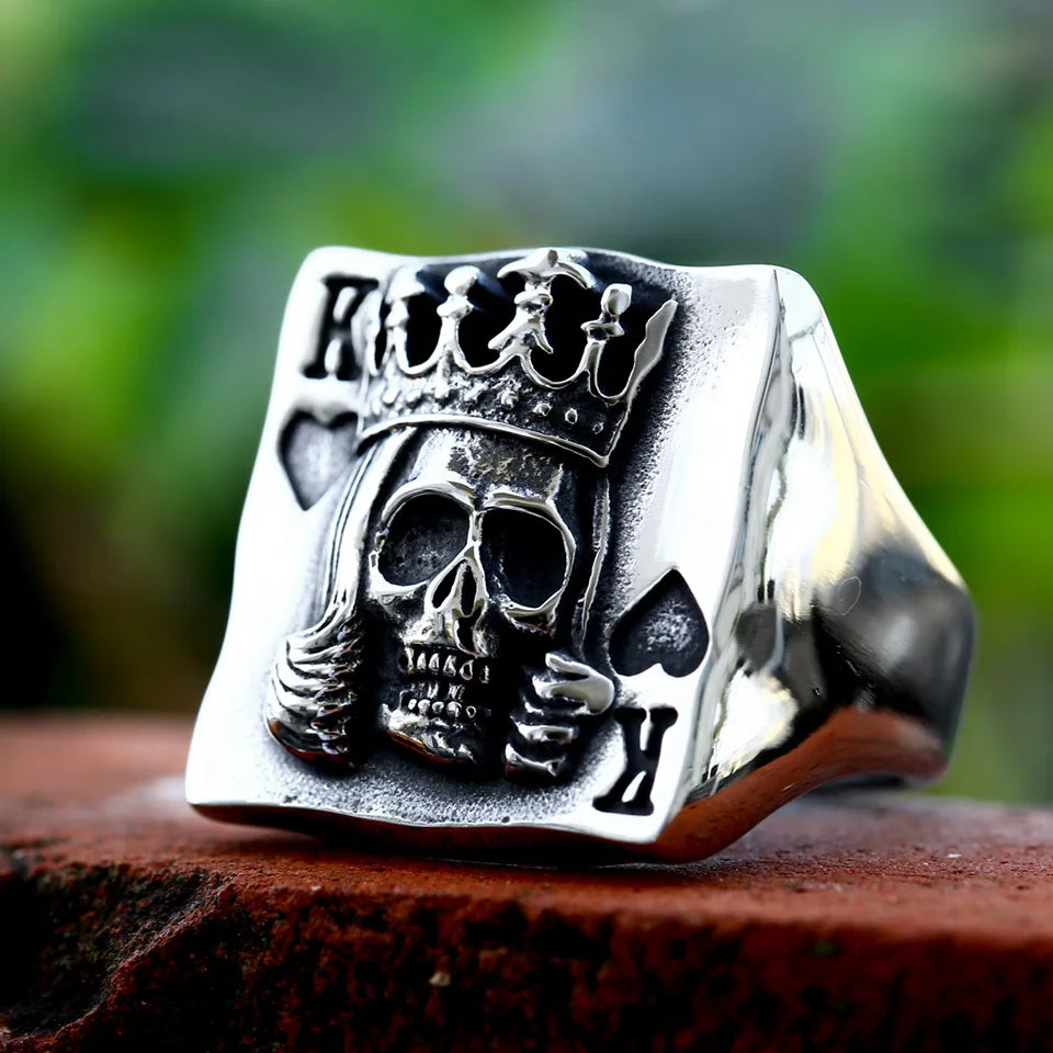 Spade K Skull Stainless Steel Ring