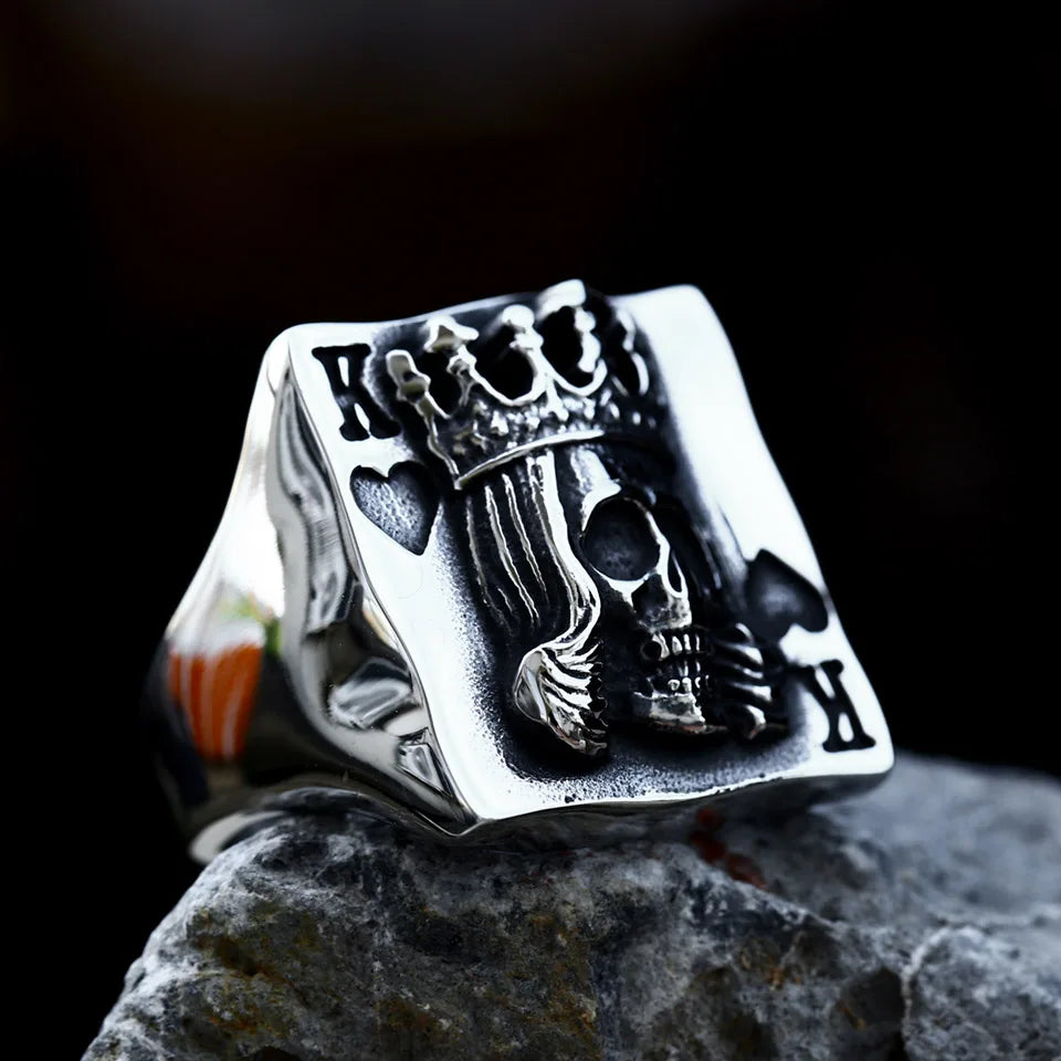 Spade K Skull Stainless Steel Ring