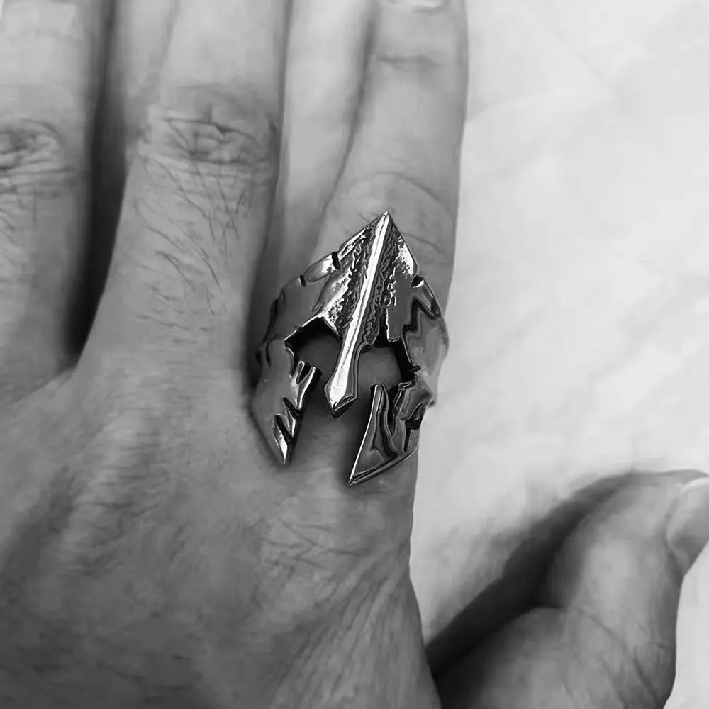 Spartan Helmet Stainless Steel Ring - Vrafi Jewelry