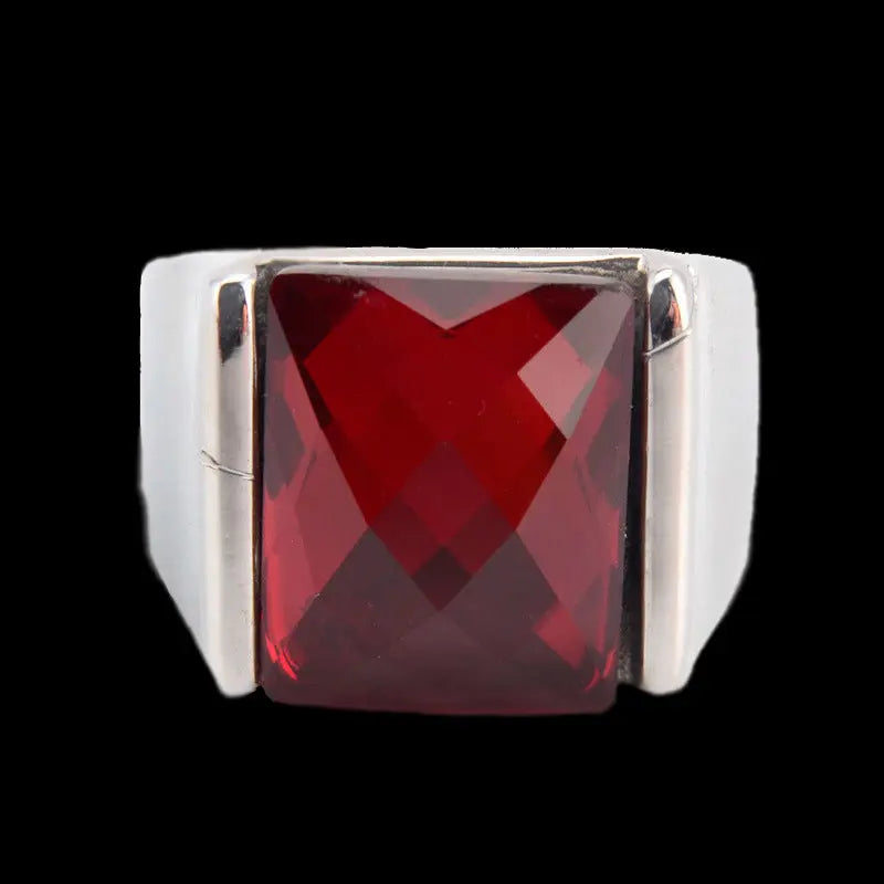 Square Ruby Stainless Steel Ring VRAFI