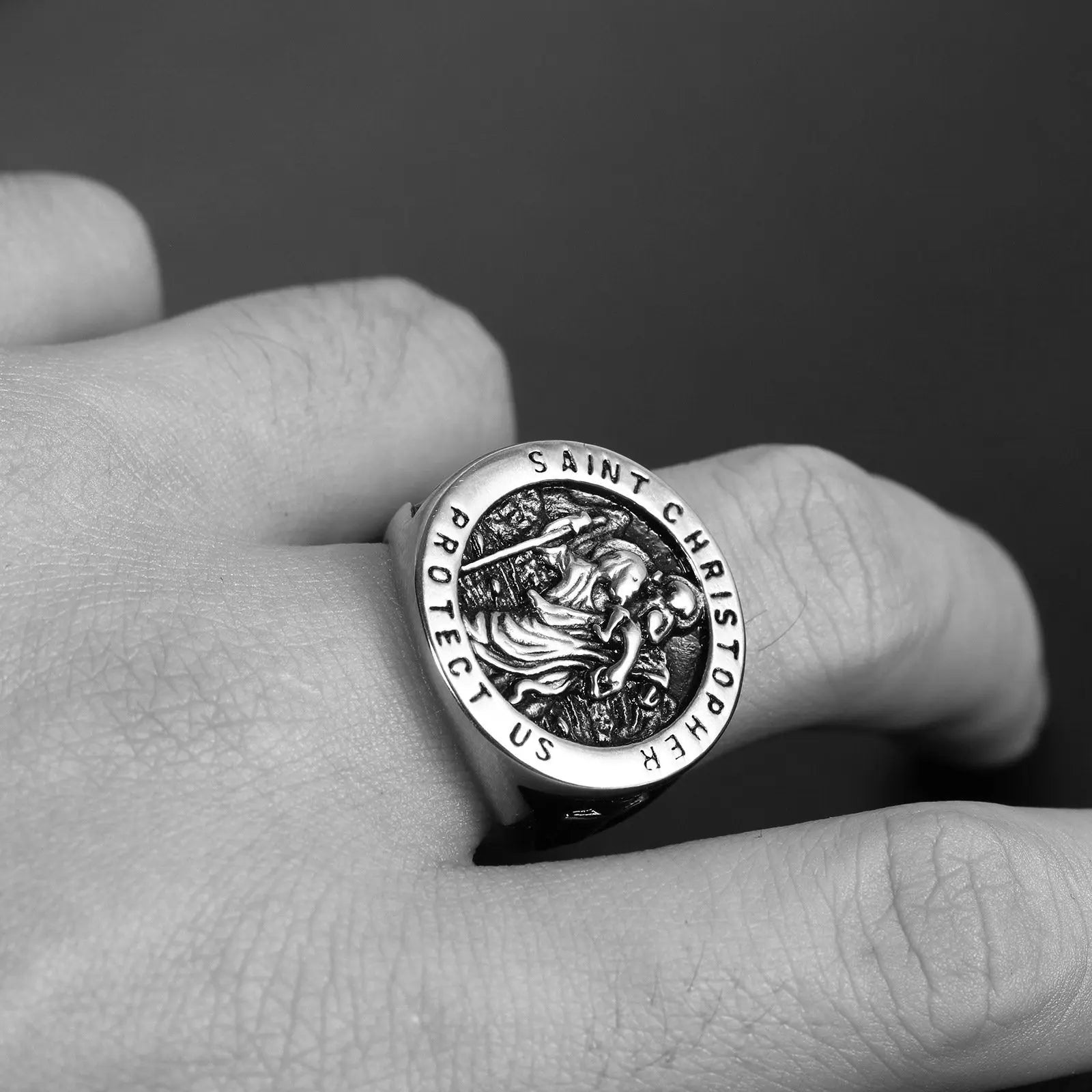 St. Christopher Protect US Cross Ring - Vrafi Jewelry