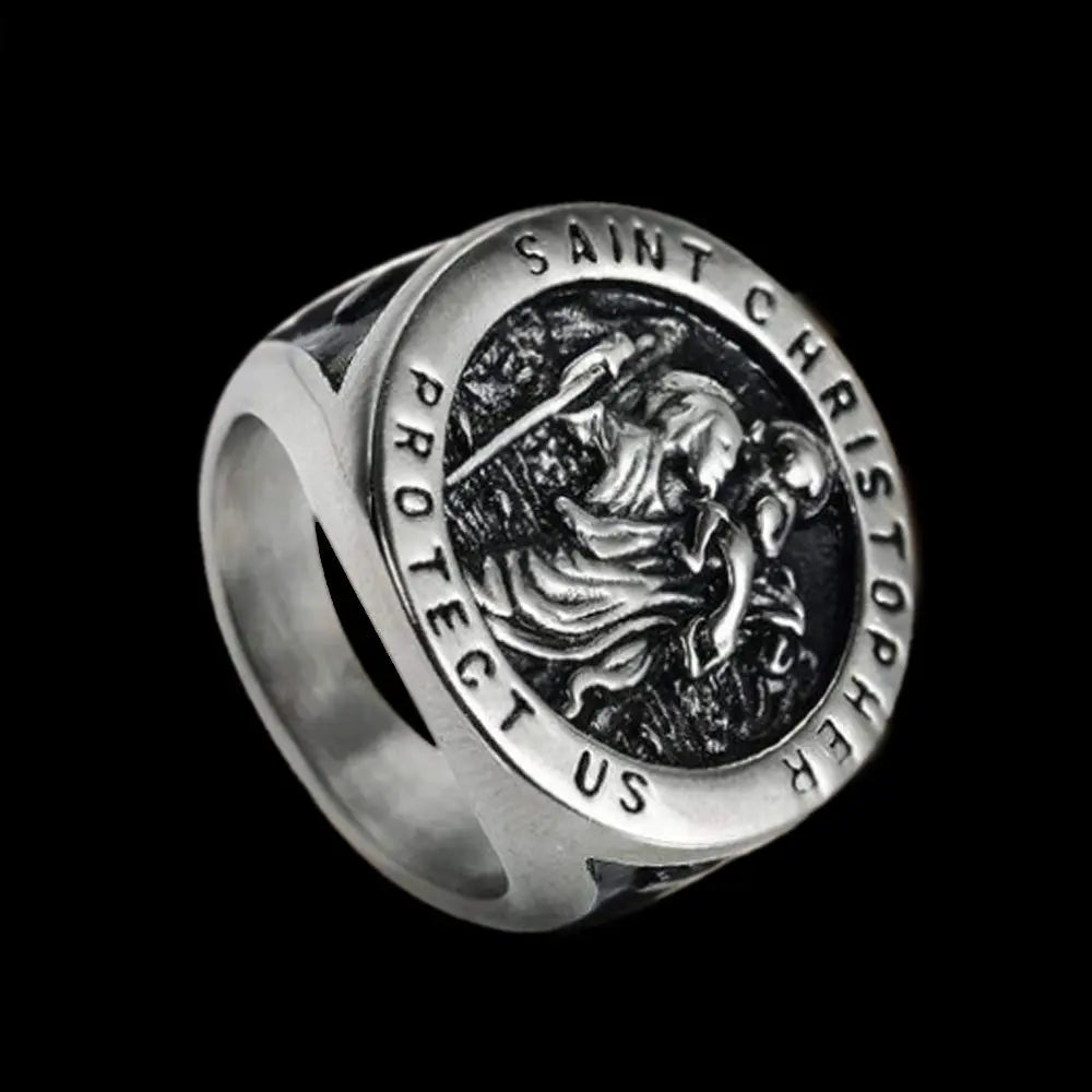 St. Christopher Protect US Cross Ring - Vrafi Jewelry