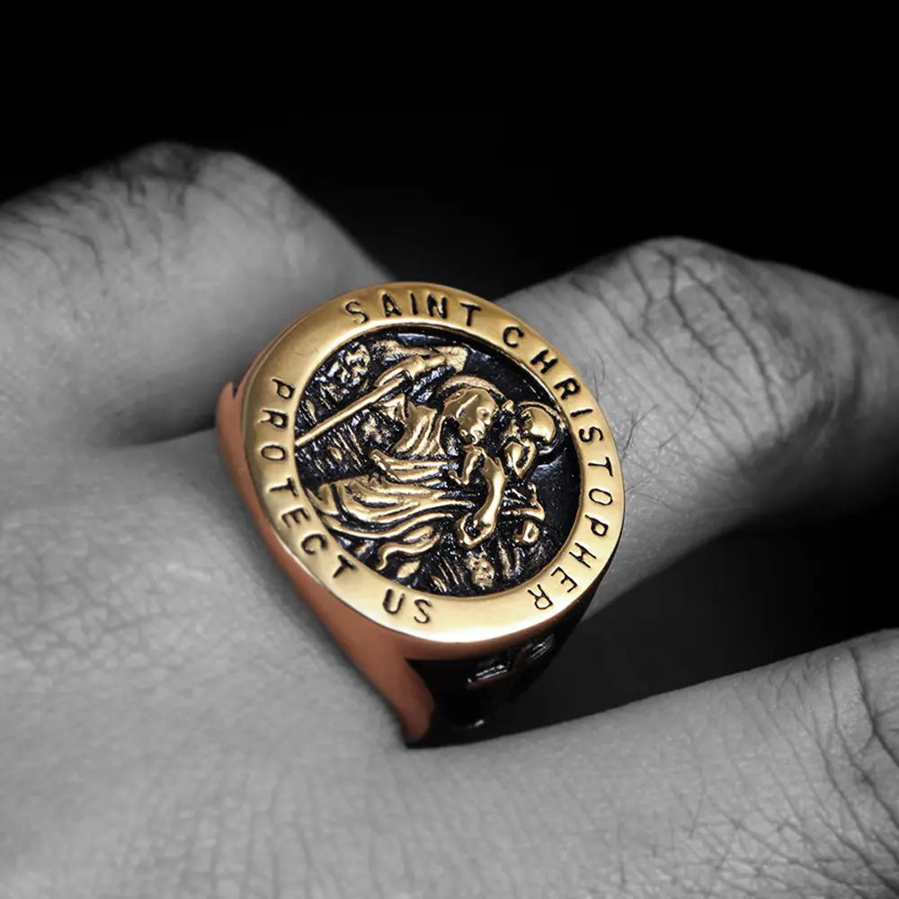 St. Christopher Protect US Cross Ring - Vrafi Jewelry