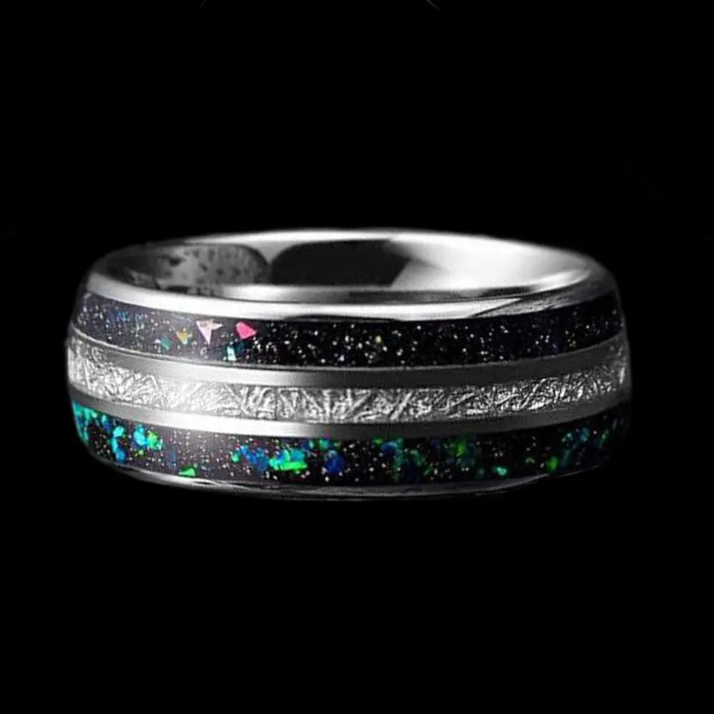 Starry Sky Gemstone Stainless Steel Ring ZJJ