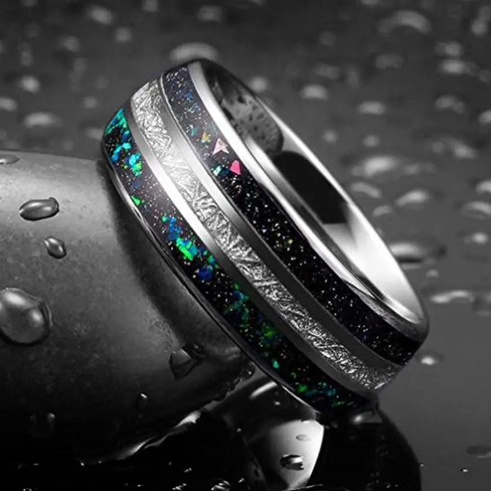 Starry Sky Gemstone Stainless Steel Ring ZJJ