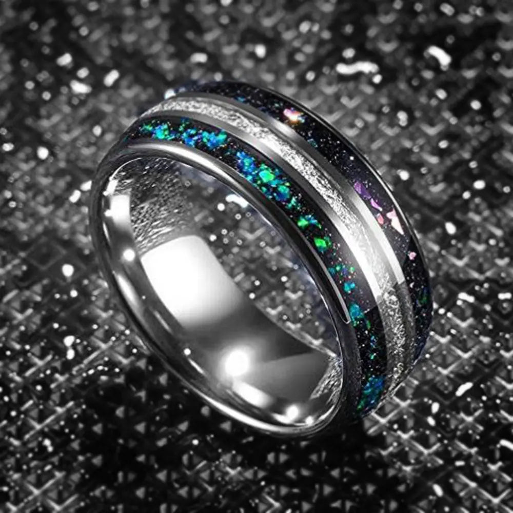 Starry Sky Gemstone Stainless Steel Ring ZJJ