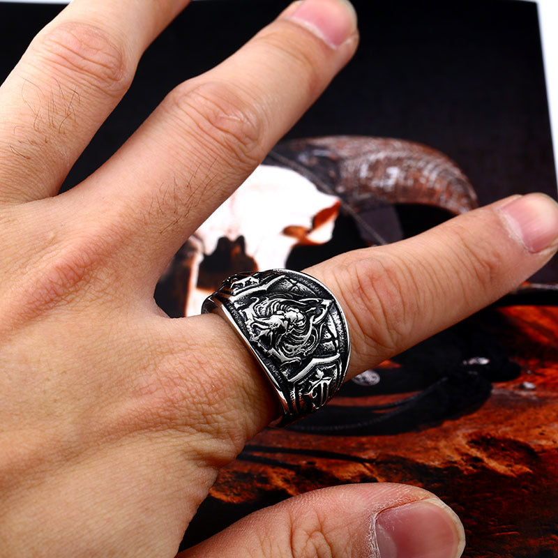 Steel Warrior Men's Tiger Ring