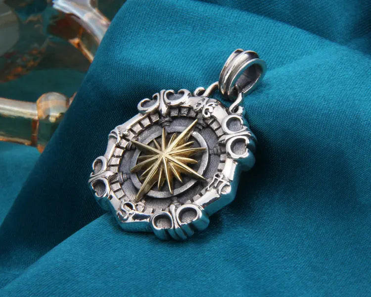 Sterling Silver Nautical Compass Pendant VRAFI