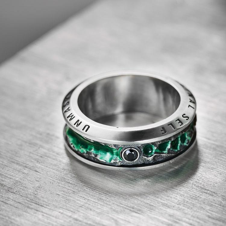 Sterling Silver Emerald Rotating Ring