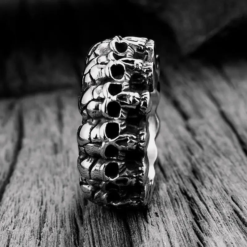 Surrounded Stainless Steel Skull Ring - Vrafi Jewelry