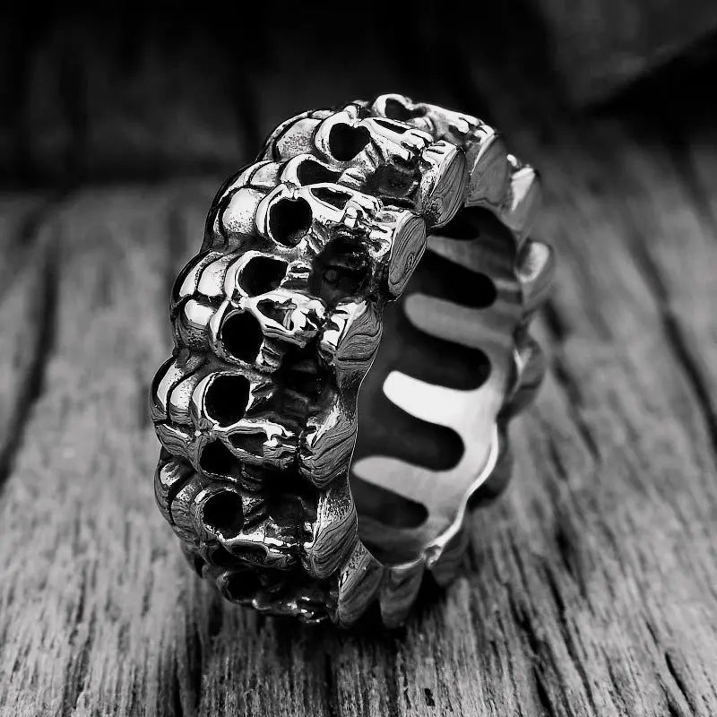 Surrounded Stainless Steel Skull Ring - Vrafi Jewelry