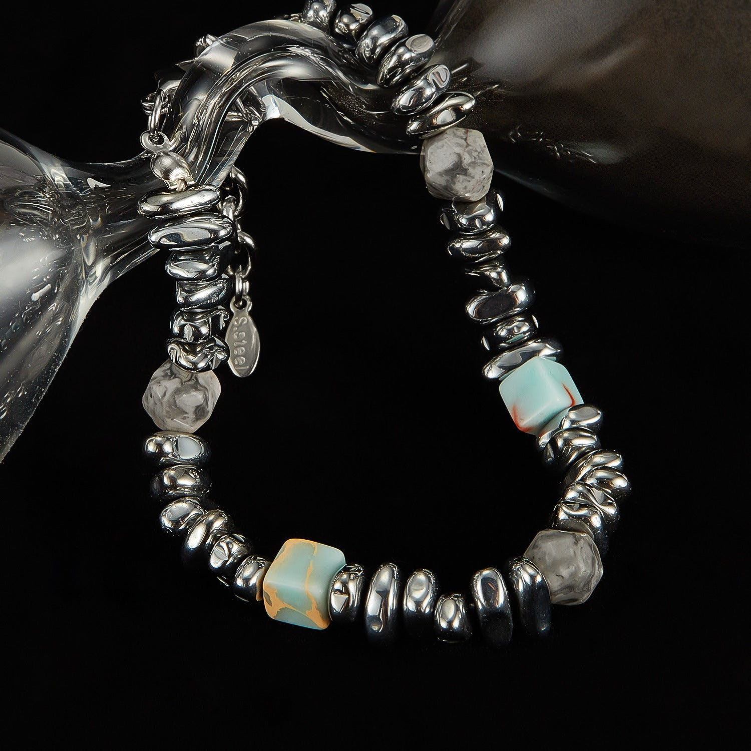 Taihang Stone and Mapstone Inlay Beaded Bracelet