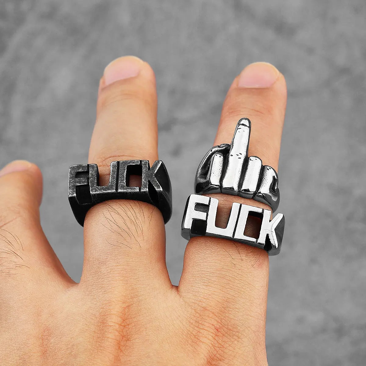 The F Word Punk Retro Stainless Steel Rings VRAFI