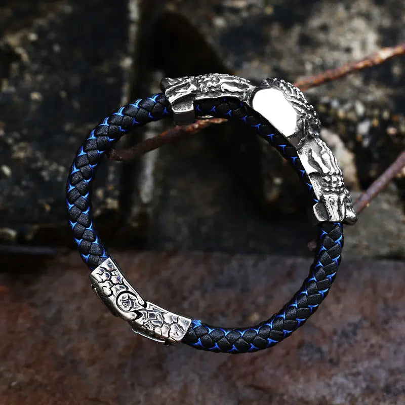 Three Wise Leather Skull Bracelet VRAFI