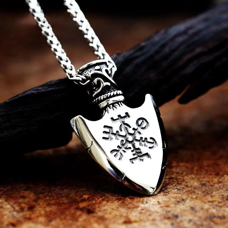 The Vegvísir Spearhead Stainless Steel Pendant - Vrafi Jewelry