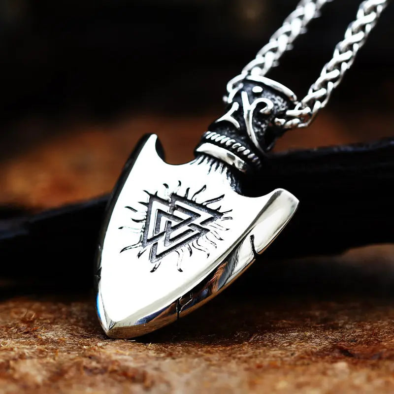 The Vegvísir Spearhead Stainless Steel Pendant - Vrafi Jewelry