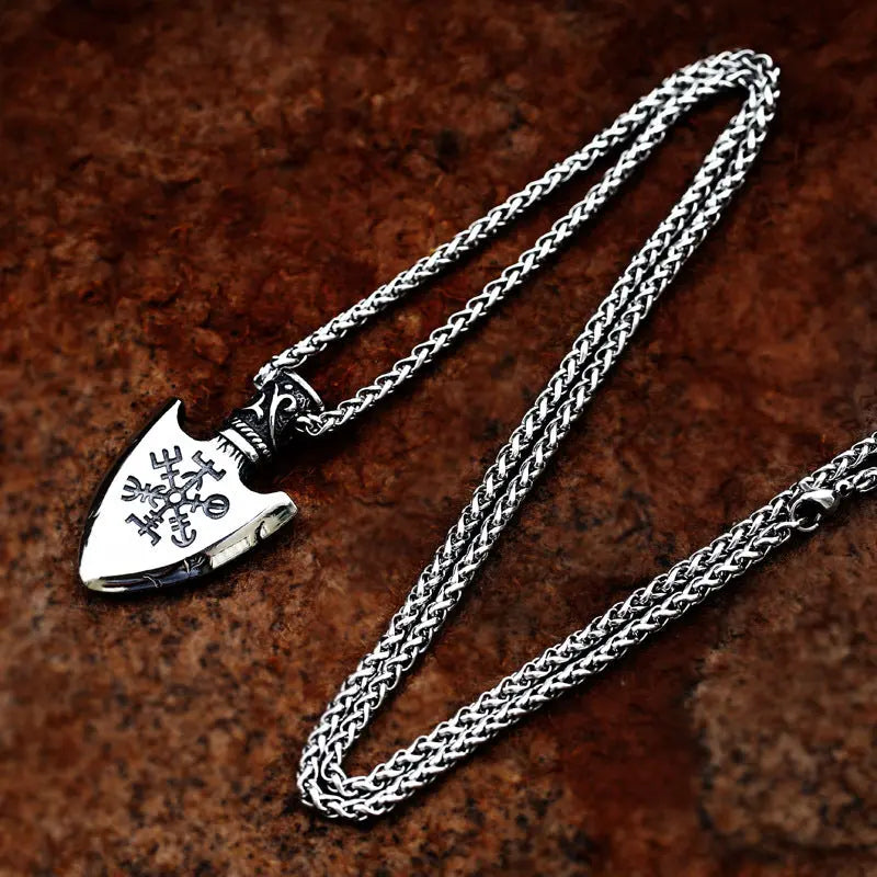 The Vegvísir Spearhead Stainless Steel Pendant - Vrafi Jewelry