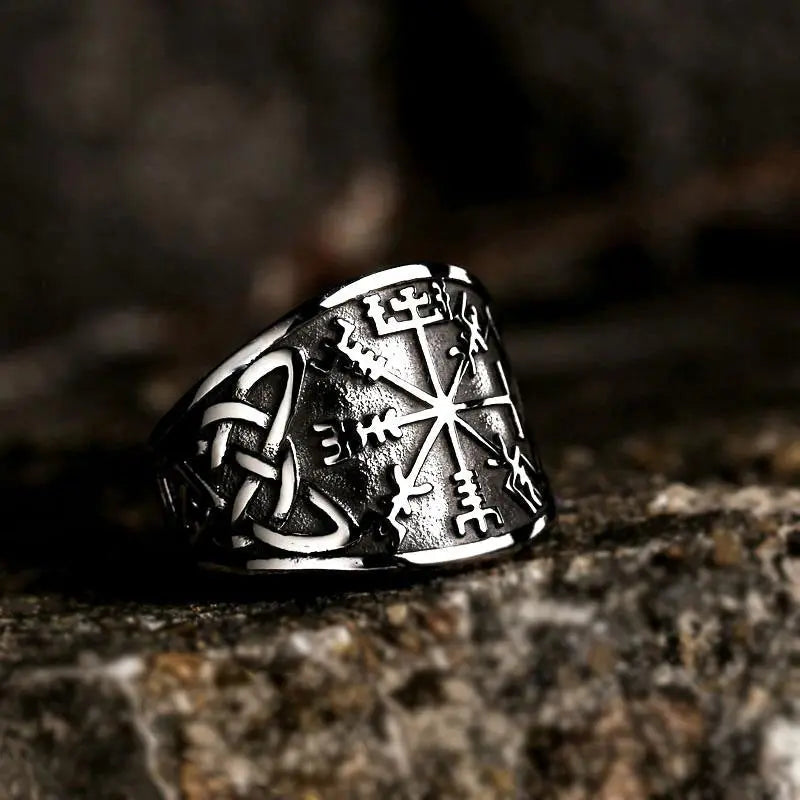 The Viking Vegvísir Stainless Steel Ring VRAFI