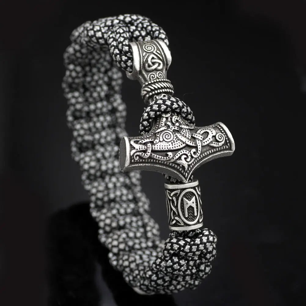 Thor's Hammer Braided Rope Viking Bracelet VRAFI