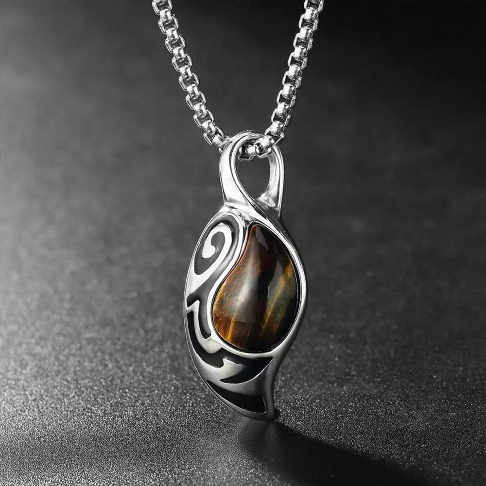 Tiger-Eye Stone Vintage Pendant - Vrafi Jewelry