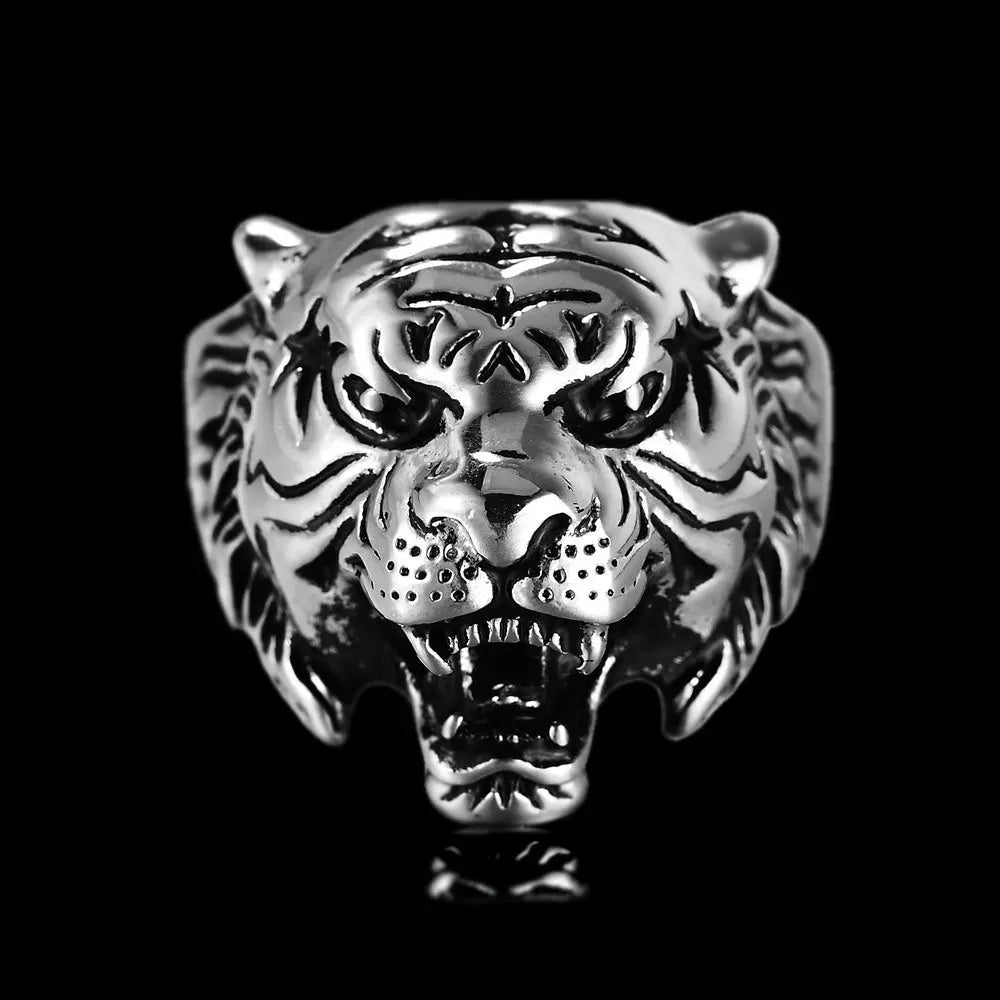 Tiger Head Stainless Steel Ring - Vrafi Jewelry