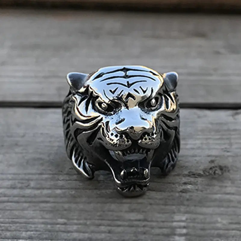 Tiger Head Stainless Steel Ring - Vrafi Jewelry