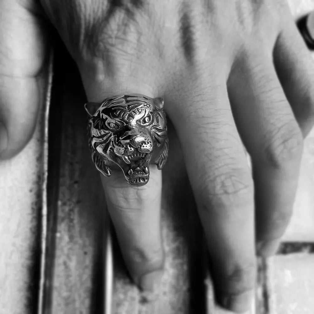 Tiger Head Stainless Steel Ring - Vrafi Jewelry