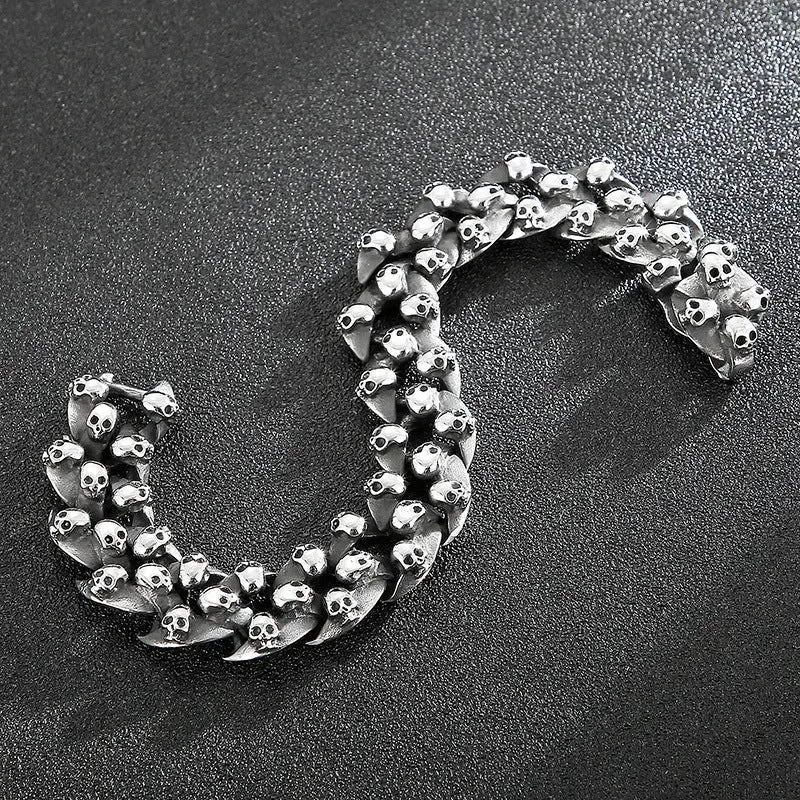 Tiny Skulls Diamond-shaped Links Bracelet VRAFI