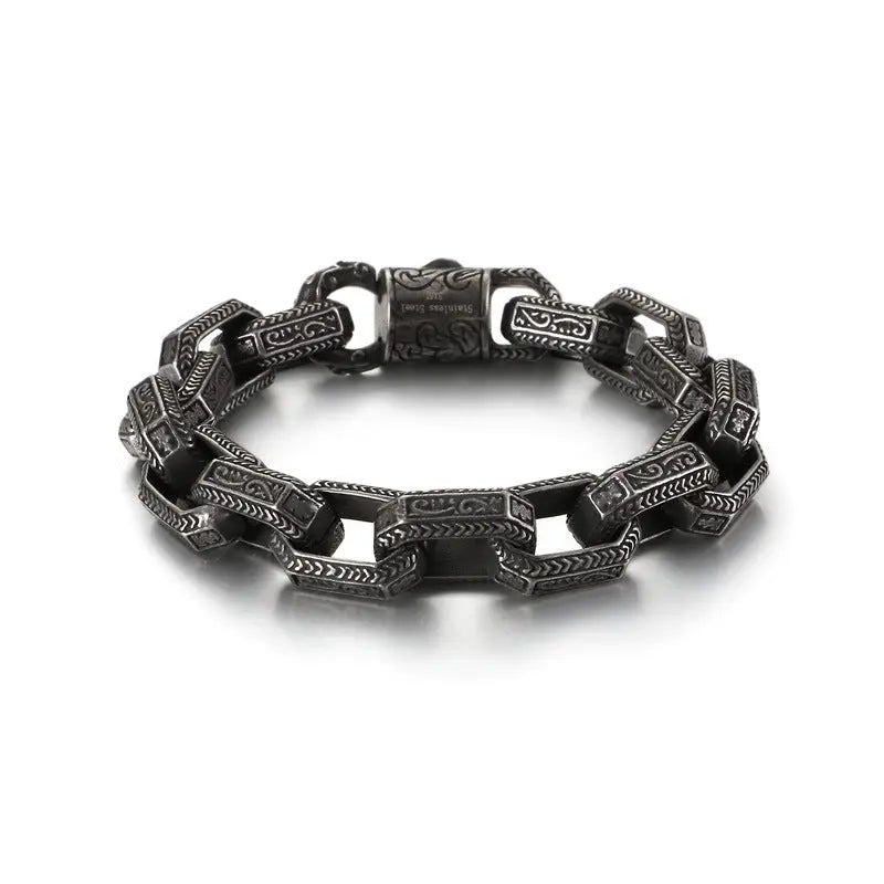 Totem Cable Link Stainless Steel Heavy Bracelet - Vrafi Jewelry