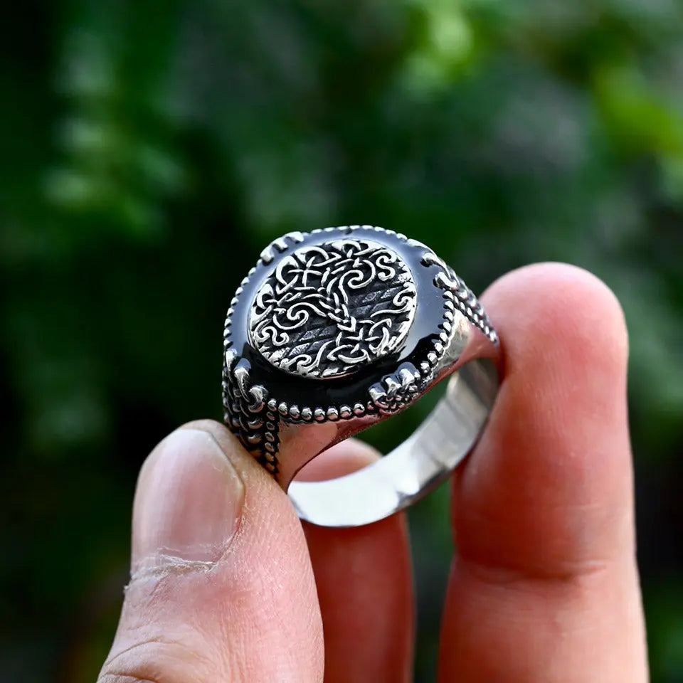 Tree of Life Drip glue Stainless Steel Ring - Vrafi Jewelry