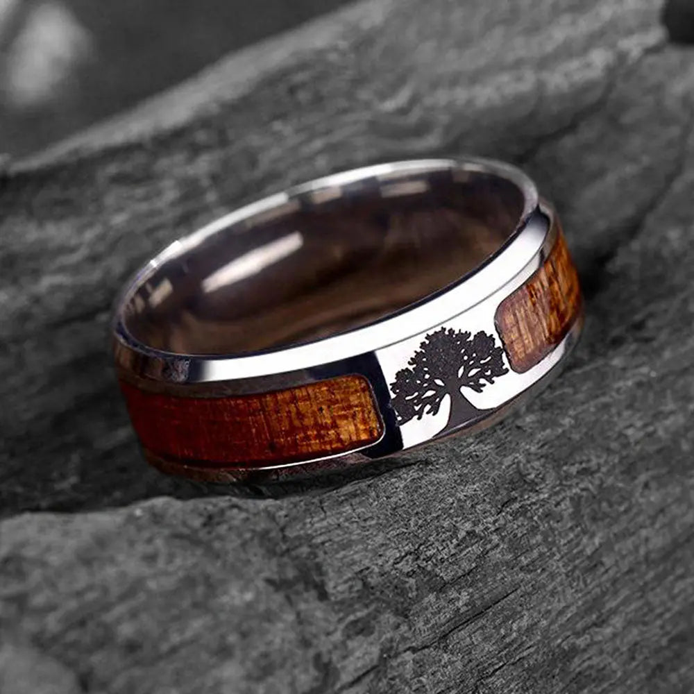 Tree of Life Stainless Steel Wedding Ring ZJJ