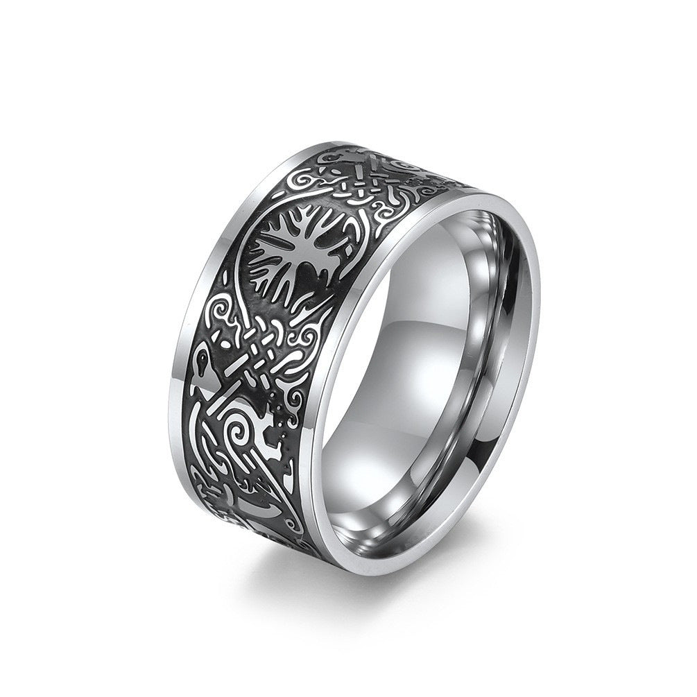 Anillo de sello de acero inoxidable tallado minimalista