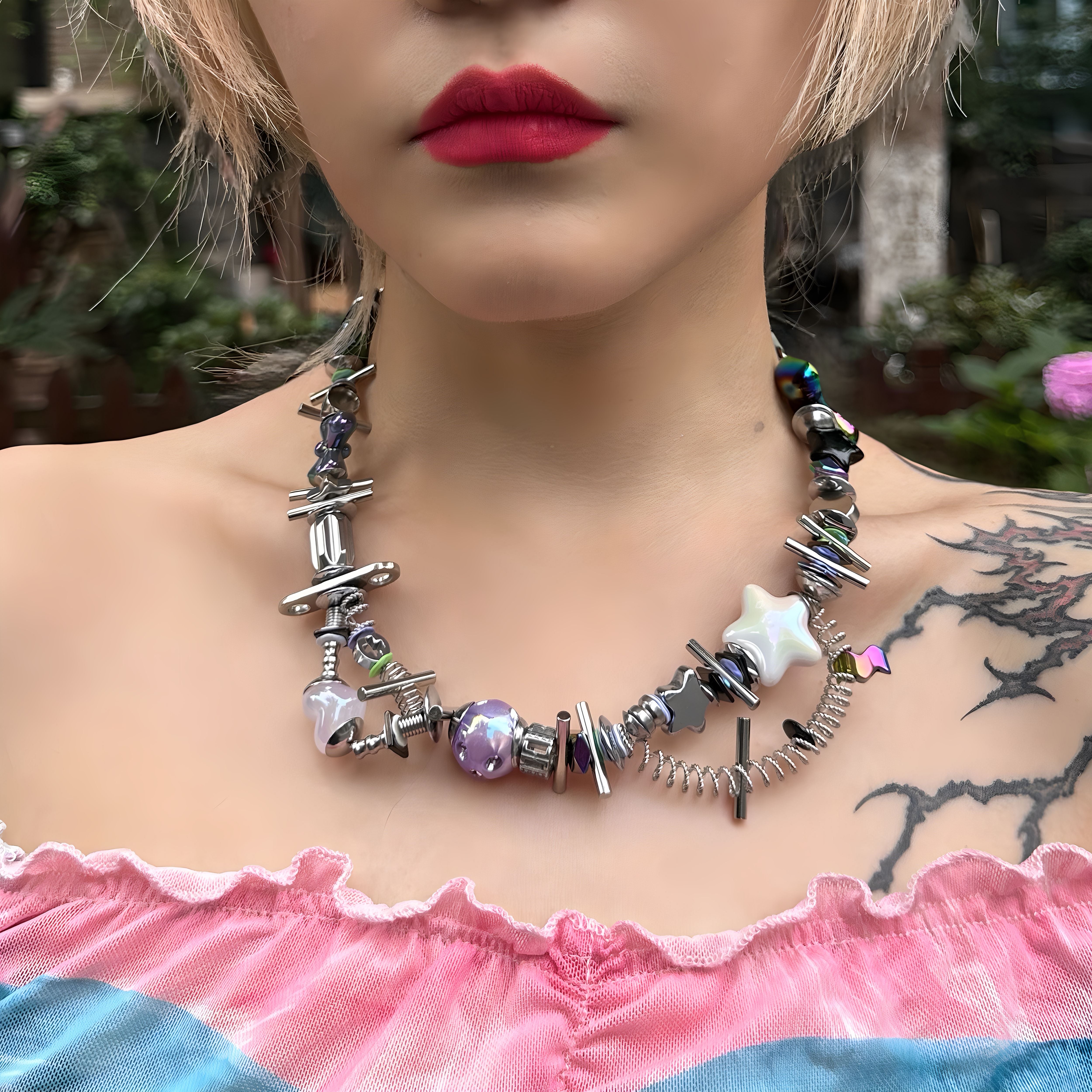 Trendy Colorful Bead Necklace