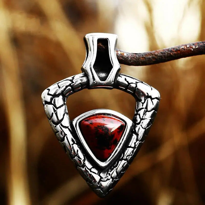 Triangle Cracked Gemstone Stainless Steel Pendant - Vrafi Jewelry