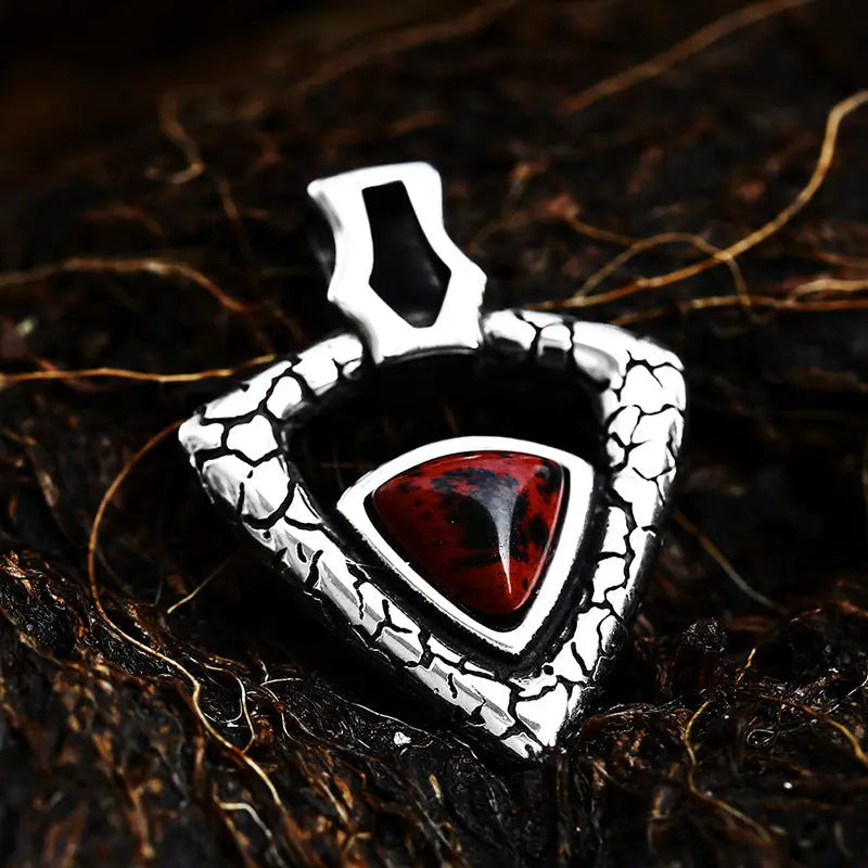 Triangle Cracked Gemstone Stainless Steel Pendant - Vrafi Jewelry