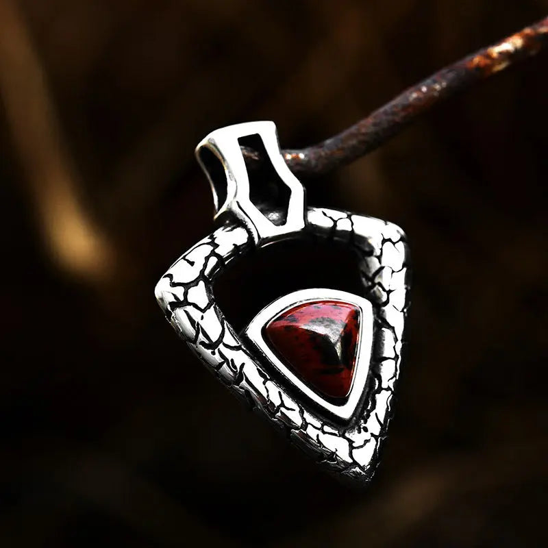 Triangle Cracked Gemstone Stainless Steel Pendant - Vrafi Jewelry