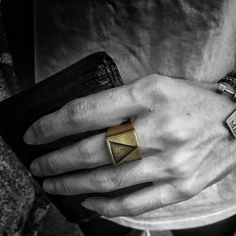 Triangle Geometric Stainless Steel Ring - Vrafi Jewelry