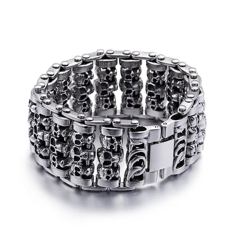 Triple Row Skull Stainless Steel Bracelet VRAFI