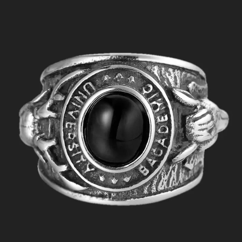 Turquoise-Obsidian Nordic Elk Ring VRAFI