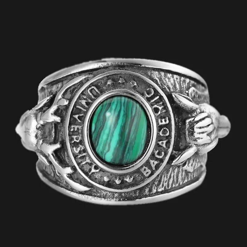 Turquoise-Obsidian Nordic Elk Ring VRAFI