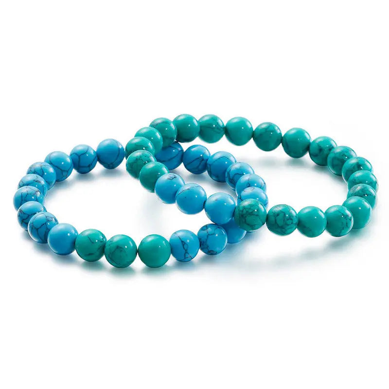 Turquoise Round Bead Stretchable Bracelet VRAFI