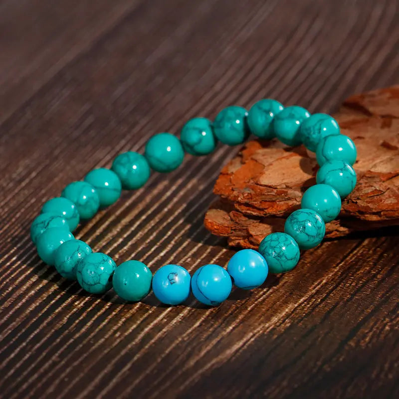 Turquoise Round Bead Stretchable Bracelet VRAFI