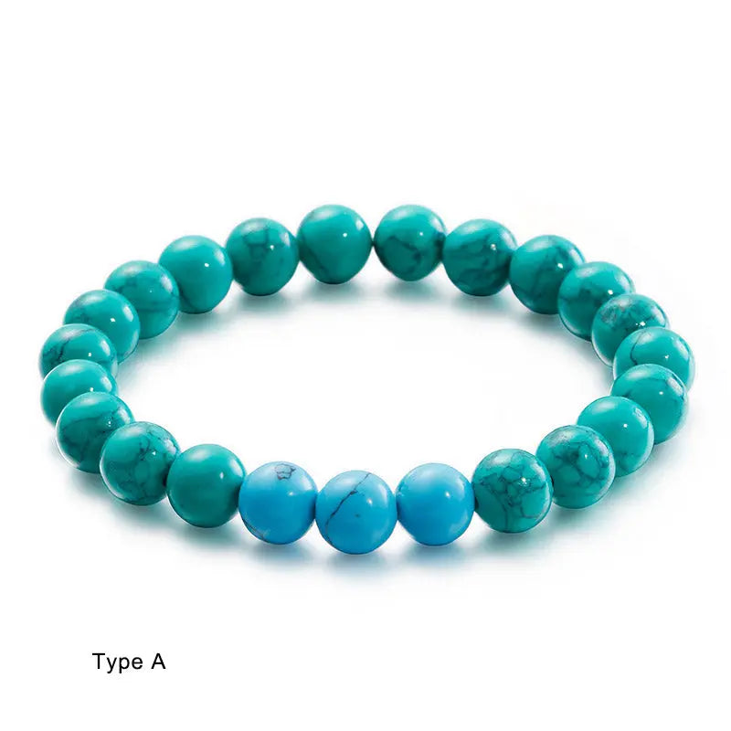 Turquoise Round Bead Stretchable Bracelet VRAFI