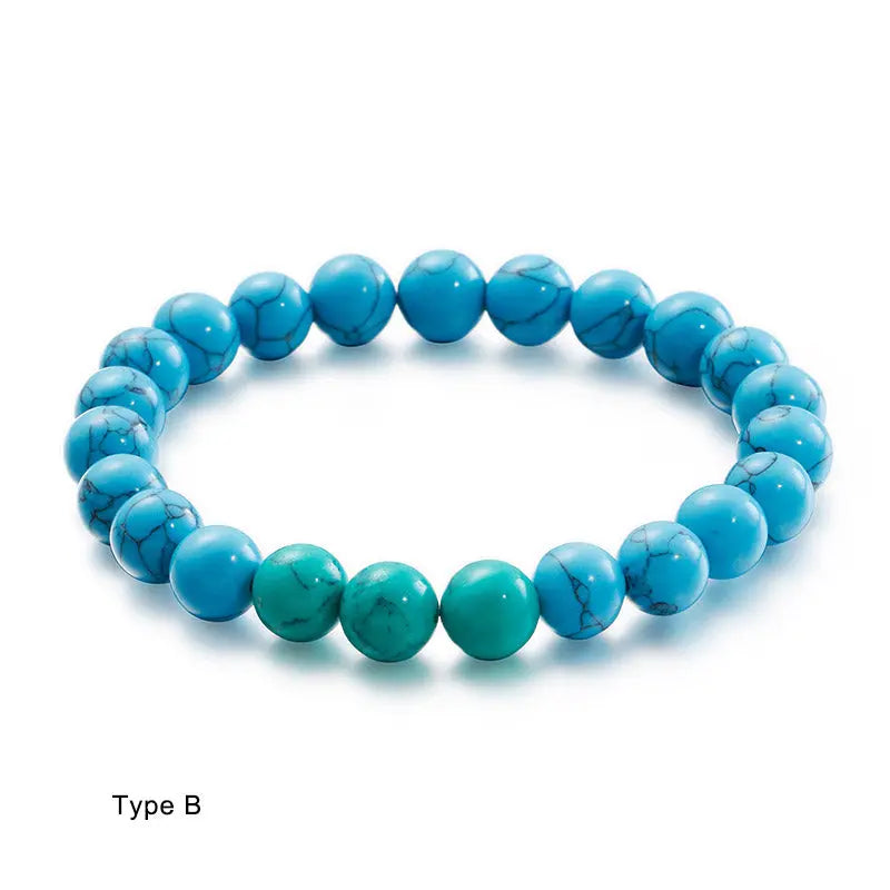 Turquoise Round Bead Stretchable Bracelet VRAFI