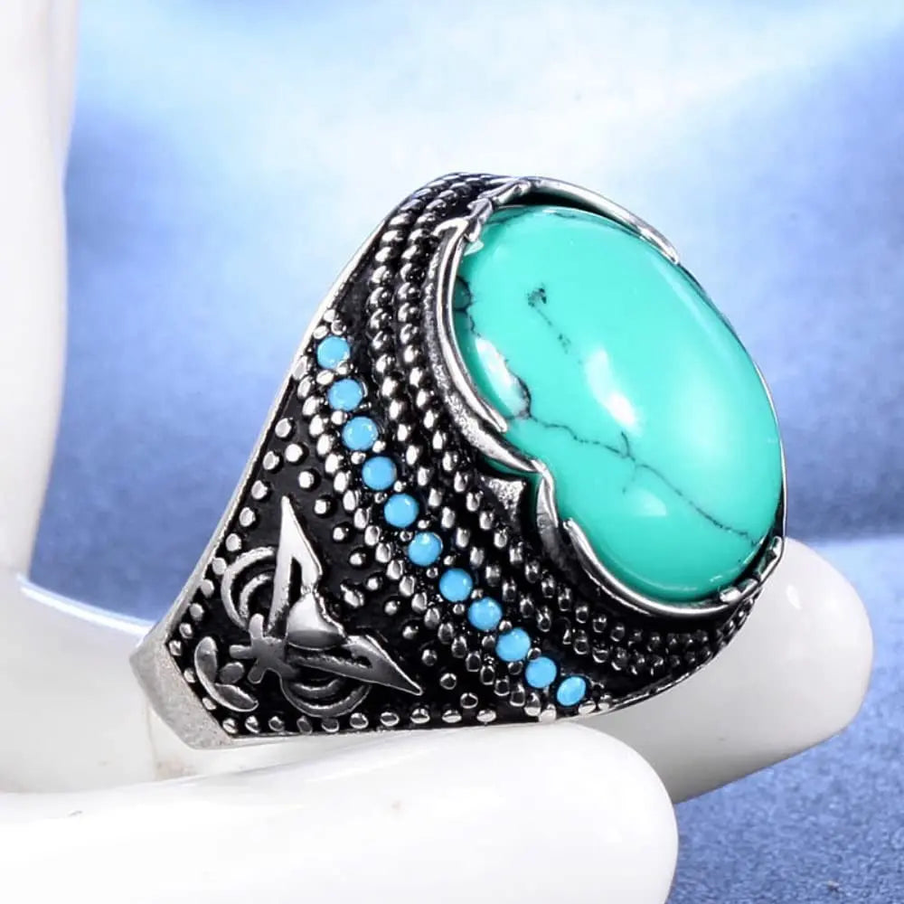 Turquoise Stainless Steel Ring - Vrafi Jewelry