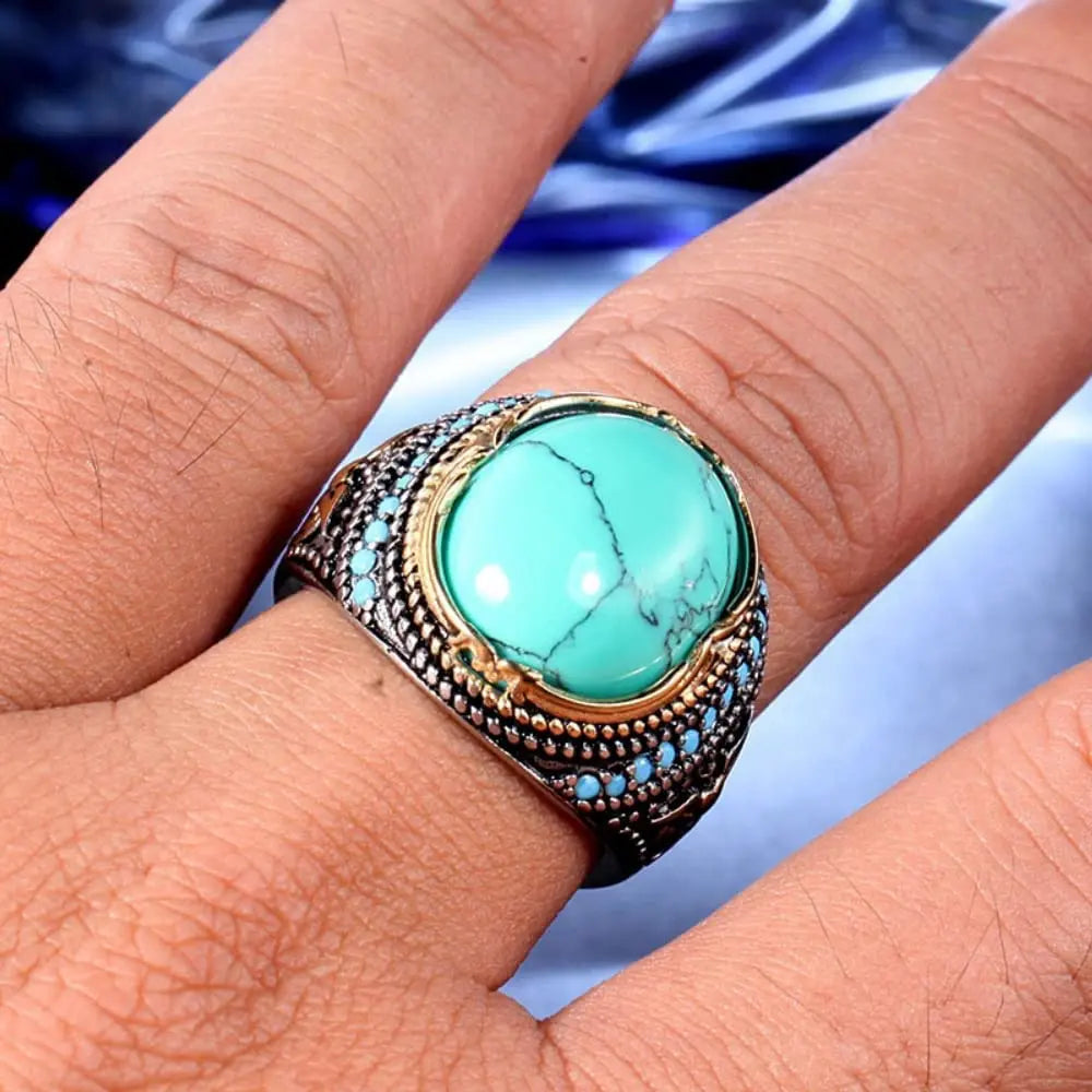 Turquoise Stainless Steel Ring - Vrafi Jewelry
