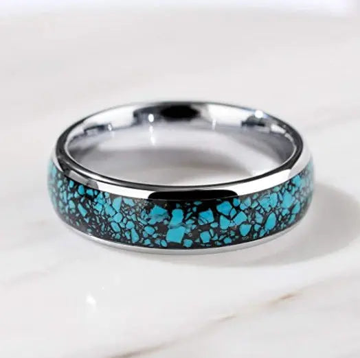 Turquoise Star Stainless Steel Ring ZJJ